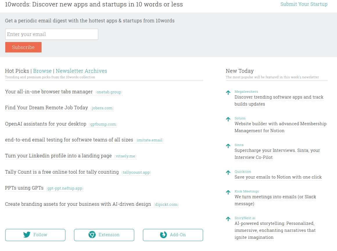 10Words, a Tech newsletter