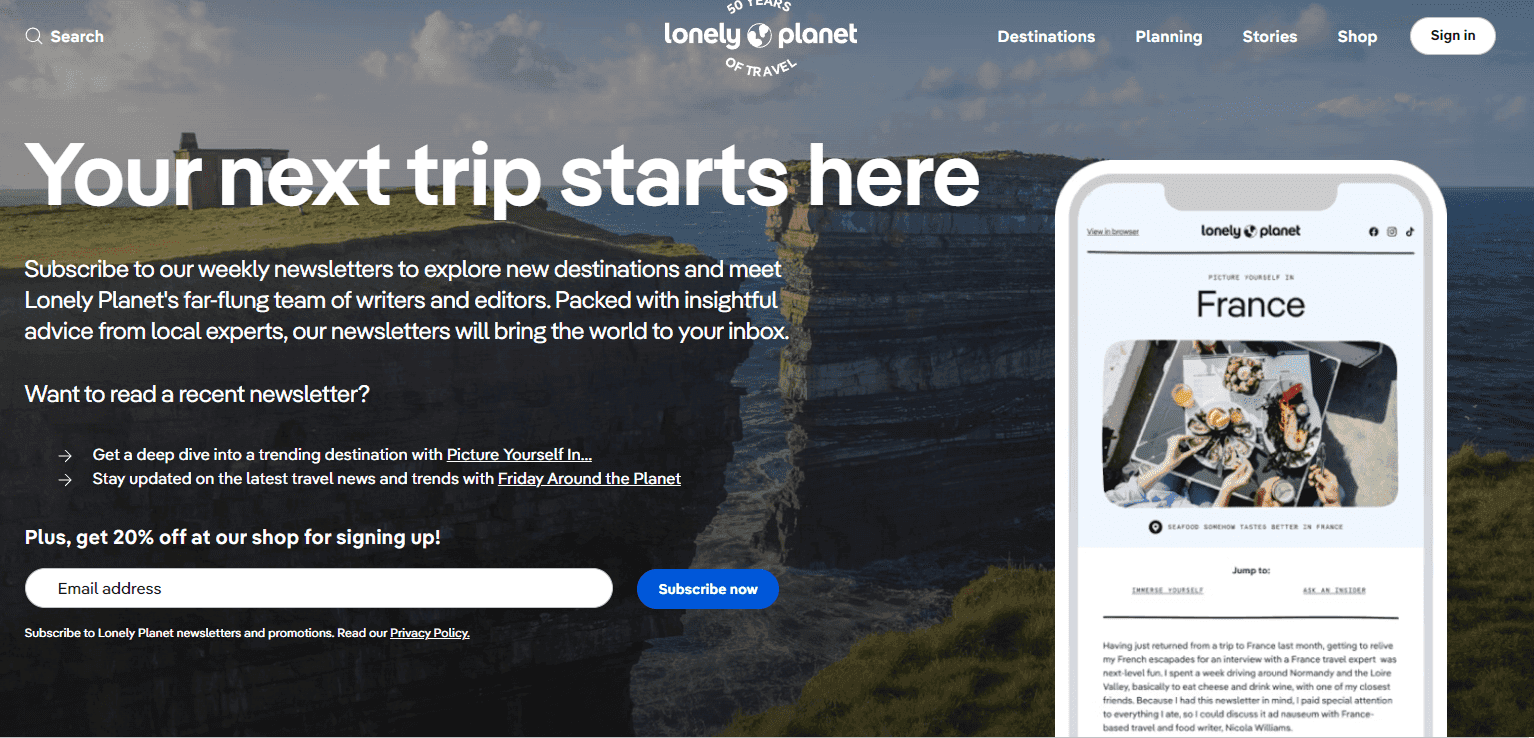 Lonely Planet, a Travel newsletter