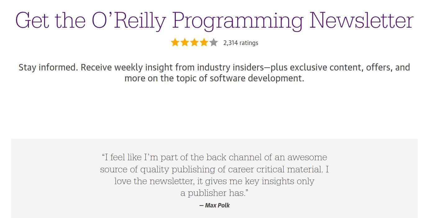 O’Reilly Programming Newsletter, a Tech newsletter