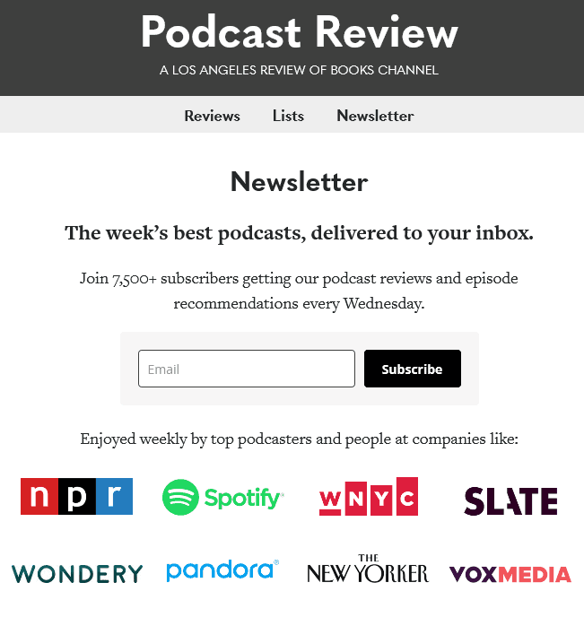 Podcast Review, a General News newsletter