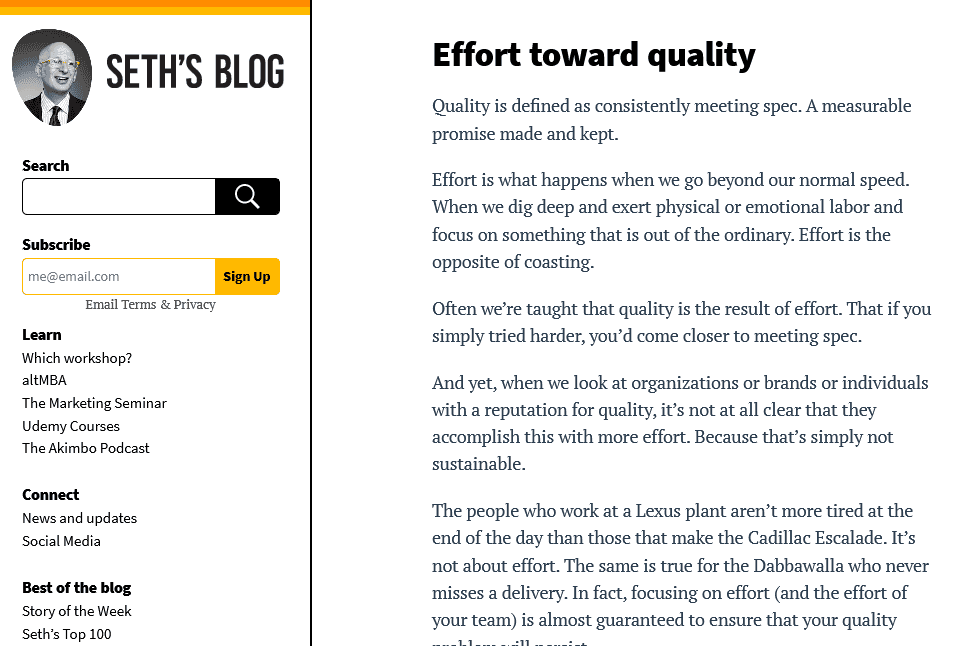 Seth's Blog, a Marketing newsletter