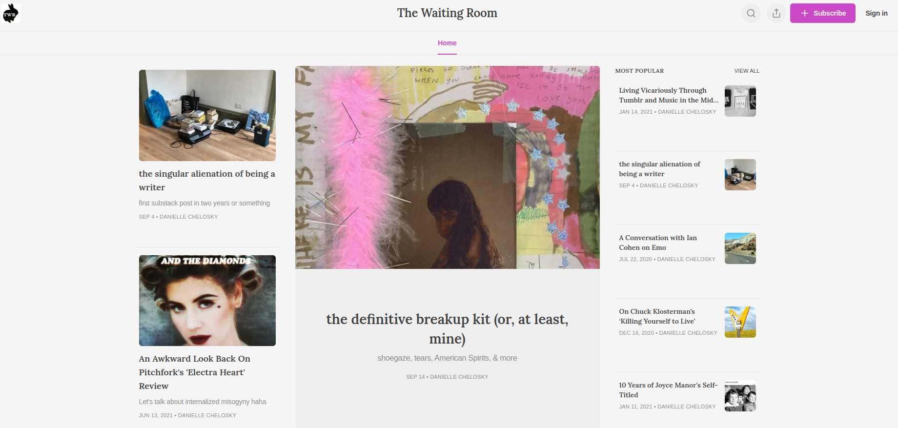 The Waiting Room, a Music newsletter