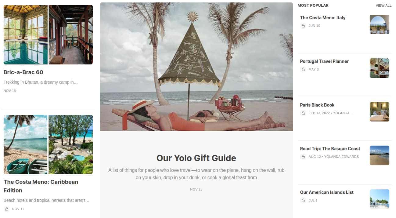 Yolo Intel, a Travel newsletter